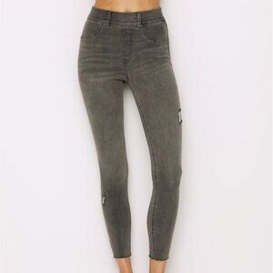 Spanx Women Distress Vintage Denim Legging Sz L/G Gray Shape Tech Trendy Casual